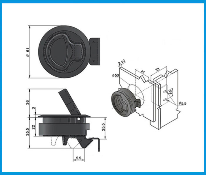 Marine Handle Lock Deck Cover Door Lock Floor Lock Buckle Medical Equipment - Image 3
