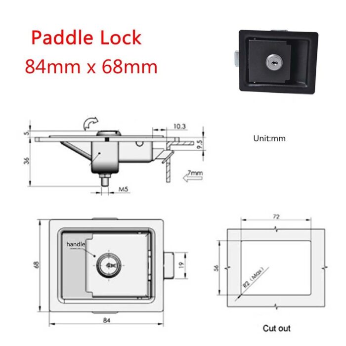 Car toolbox door lock black carbon steel panel lock - Image 2