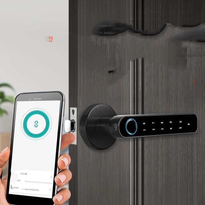 Glass Room Door Indoor Wooden Door Fingerprint Lock Bluetooth Lock - Image 1
