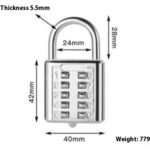 Button Combination Lock Alloy Padlock - Image 5