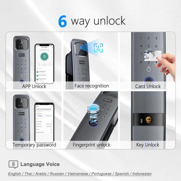Face Recognition Anti-theft Fingerprint Password Smart Door Lock - Image 4