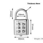 Button Combination Lock Alloy Padlock - Image 3