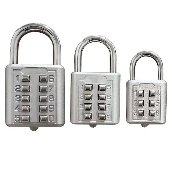 Button Combination Lock Alloy Padlock - Image 2